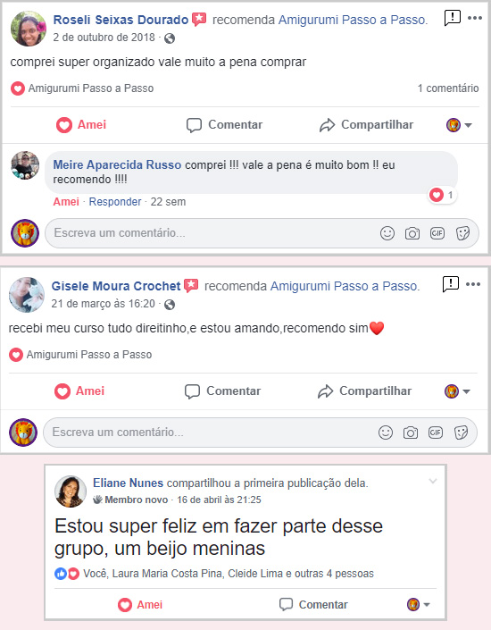 Pessoas deixando seus depoimentos nas rede sociais